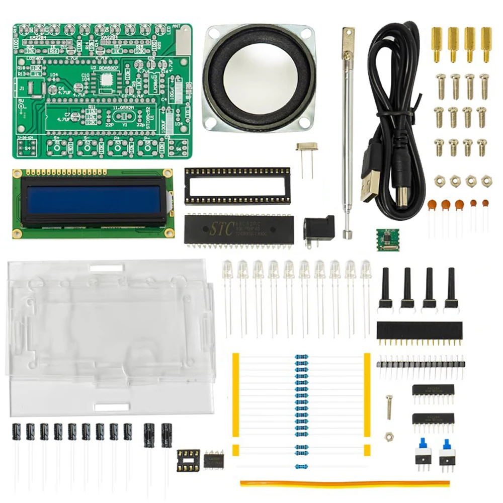 LCD1602 Display PCB Soldering Project Practice Solder RDA5807 DIY FM Radio Electronic Kit Adjustable Frequency 87-108MHZ