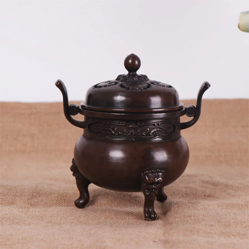 Manufacturer Wholesale Alloy Double-Ear Three-Legged Ornament, Sandalwood , Home Incense Burner