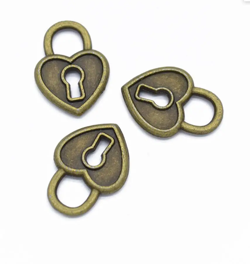 80pcs Charms Heart Lock 19x14mm Tibetan Silver Color Pendants Antique Jewelry Making DIY Handmade Craft F0387