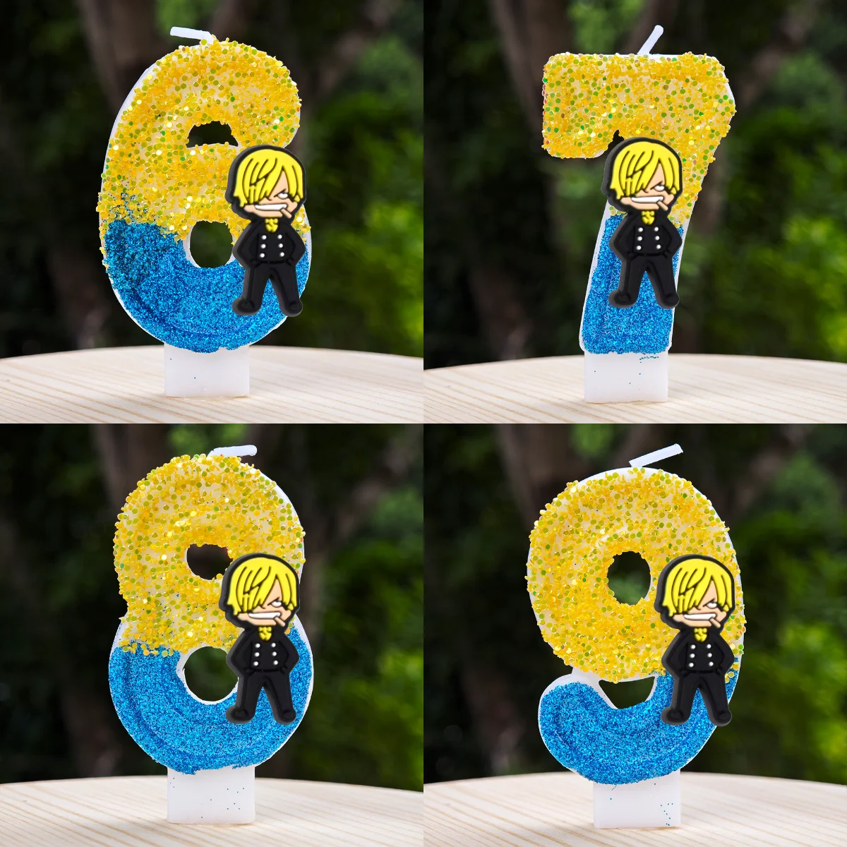 One Piece Themen-Kerzen 0-9 Zahlen-Kuchen Anime-Figur Luffy Party Geburtstag Babyparty Jubiläum Dekoration