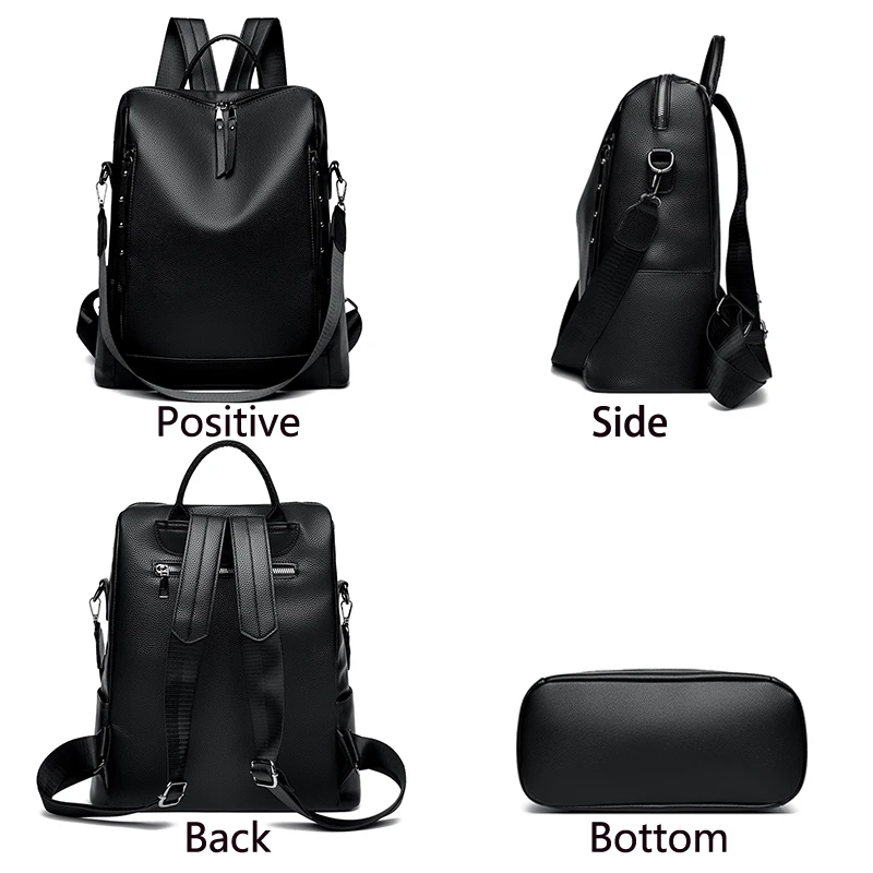 High Quality Women Leather Backpacks for Women Large Capacity Flip Shoulder Bag 2024 New Ladies Designer Simple School Bags