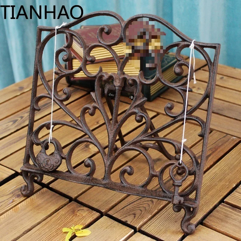 Rustic Vintage Shabby Retro Wrought Iron Metal Cookbook Holder Stand Display