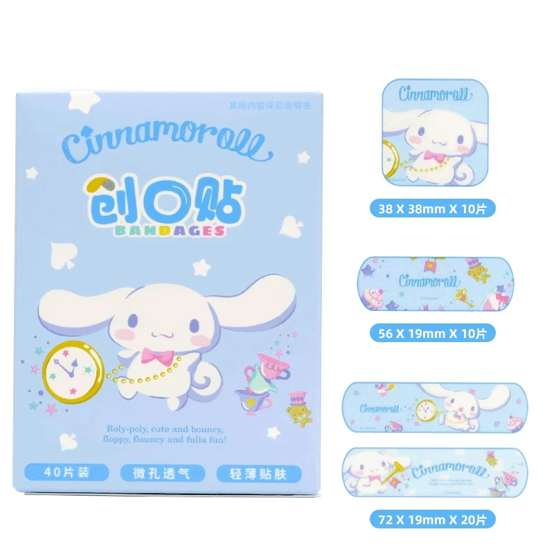 MINISO Kawaii My Melody Kuromi Cinnamoroll 40Pcs Cartoon Waterproof Band-Aid Anime Sanrio Girly Heart Cute Bandage