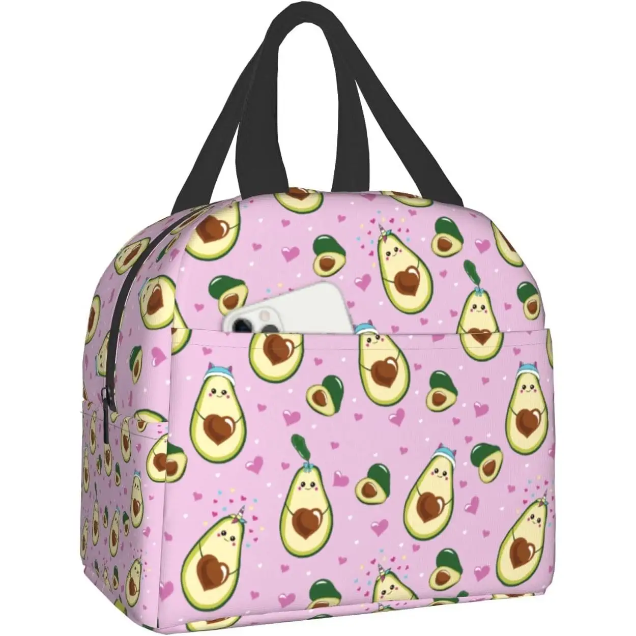 

Fruit Lunch Bag Pink Insulated Lunch Box Reusable Cooler Tote Bag Portable Outdoor Travel Picnic Bag for Women Adults Kids