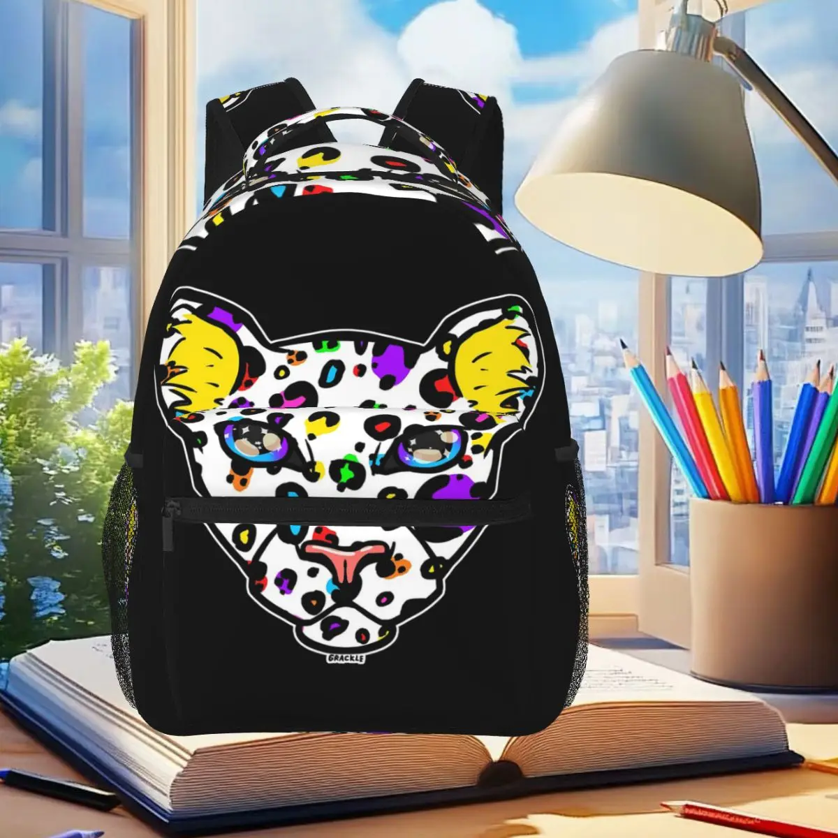 

Rainbow Leopard Print Student Backpack School Bag Hiking Travel Daypack for Boys Girls Fashion Bookbag Shoulder Bags