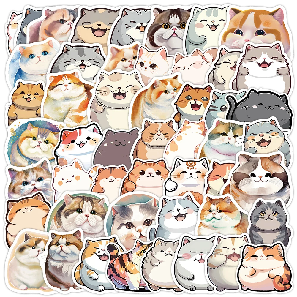 

10/30/50PCS Cute Animal Fat Cat Stickers Kawaii Girls Cartoon Decoration Decals DIY Stationery Laptop Car Vinyl Kids Sticker Toy