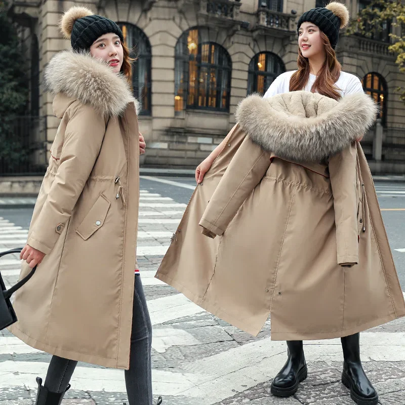 Women's Winter Parka with Plush Fur Trim Collar, Full-Length Padded Body, Side Pockets and Cozy Warm Style Cold Weather Coat