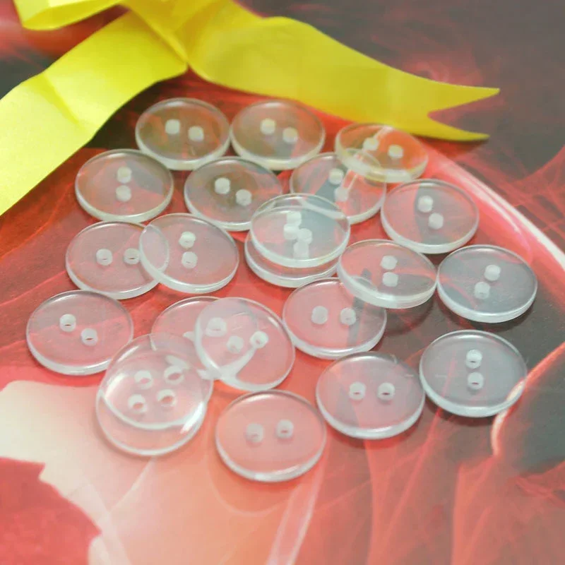 Round Resin Sewing Buttons, 2 Holes, Transparent Small Buttons, Suit Pad Button, DIY Scrapbooking, 7.5-28mm, 20Pcs