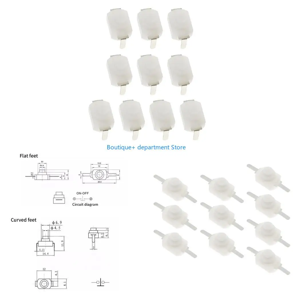 E1PD 10Pcs Auto Locking Push Button Switches Easy to Install Torch Push Button Switches