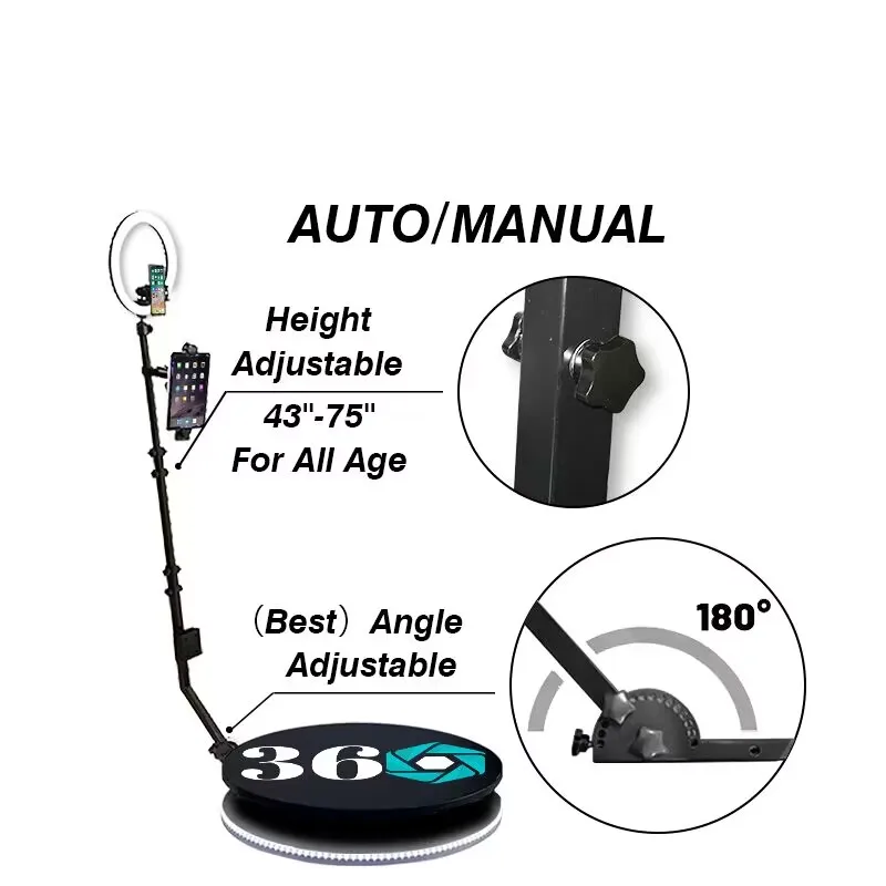 Cabine de fotos 360 max anti agitando grau plataforma para o fígado show rápido dhl transporte em 48h smart selfie stick stand remoto con