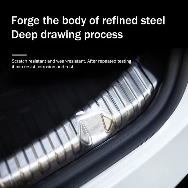 Anti-Scratch Wear Resistant Stainless Steel Trunk Cargo Sill Cover Guard For Tesla Model 3 Highland Rear Threshold Protector view 5