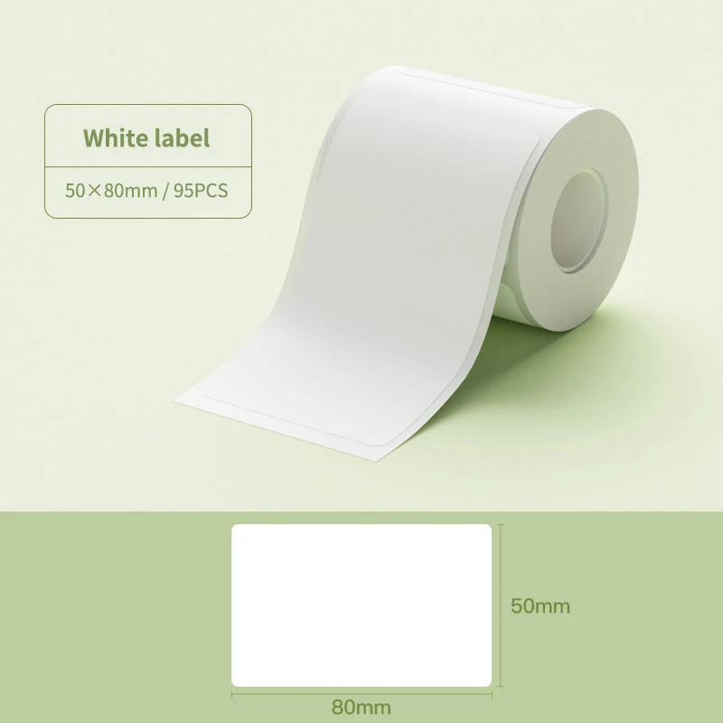 White Square label 50x80mm/95pcs Thermal Adhesive Label Roll, suit for E210 Phomemo M110 M200 M220 Label Printer