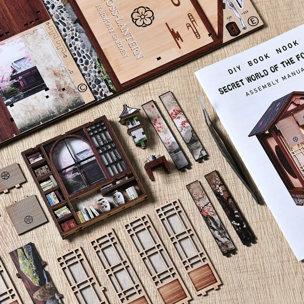 بيت الدمى على الطراز الياباني مجموعة مصغرة ذاتية الصنع لحديقة زن، فناء سلس، نموذج خشبي، ديكور منزلي، هدية للبالغين #5