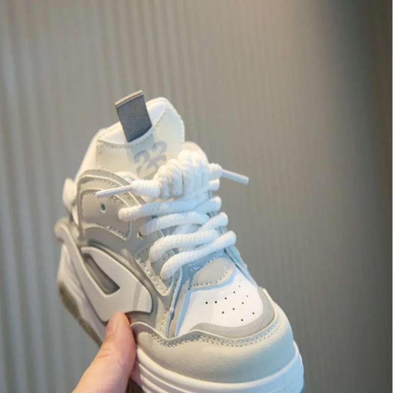 Детская кожаная повседневная обувь, противоскользящая всесезонная обувь с высоким берцем для мальчиков и девочек от 4 до 6 лет, белая спортивная обувь на мягкой подошве