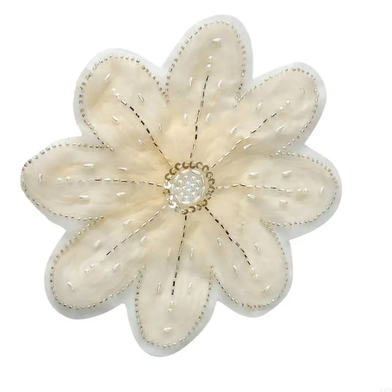 

L5YA Elegant Embroidered Flower Patches with Sequins Versatiles Flower Decoration