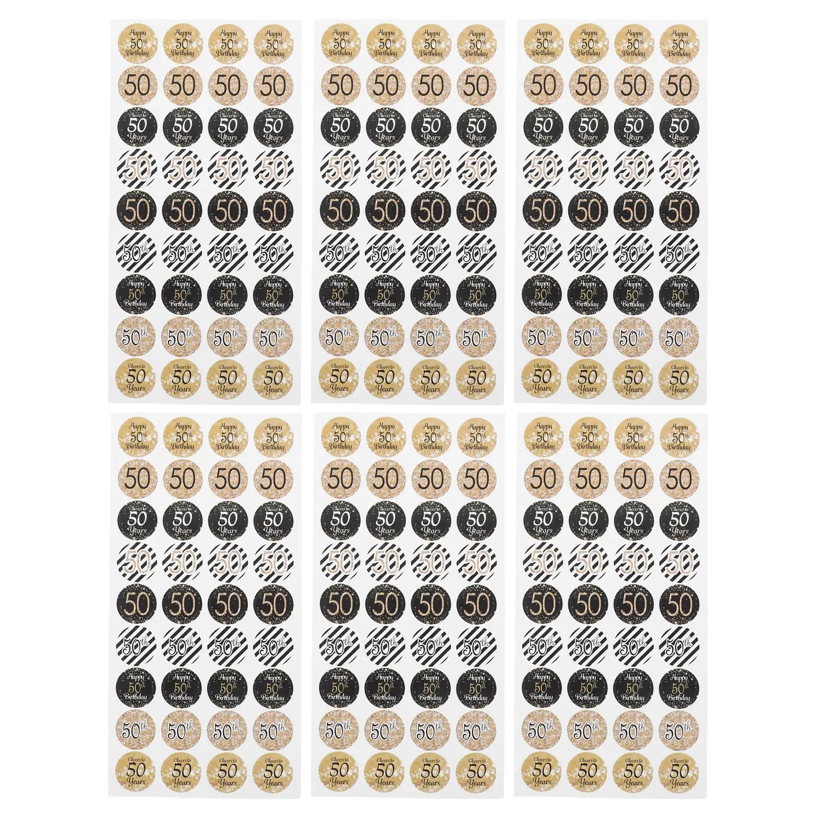 216 Pcs Birthday Stickers 50th Anniversary for Candy Packaging Party Decorations Gifts Folder Labels
