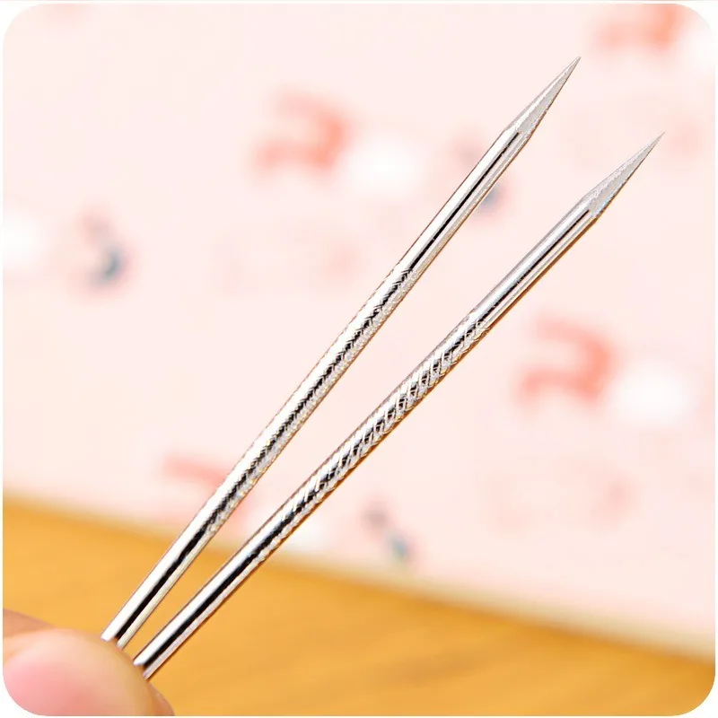 2 Stuks Rvs Whitehead Mee-eter Acne Clips Puistje Remover Gezicht Cleaner Naalden Tool Voor Gezichtsverzorging Extractor Remover 8Cm