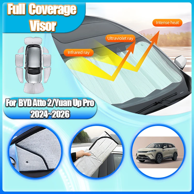 

For BYD Atto 2 Accessories Yuan Up Pro SC3E 2024 2025 2026 Sunshade Window Block Cover Sun Visor Windshields Anti-UV Accessories