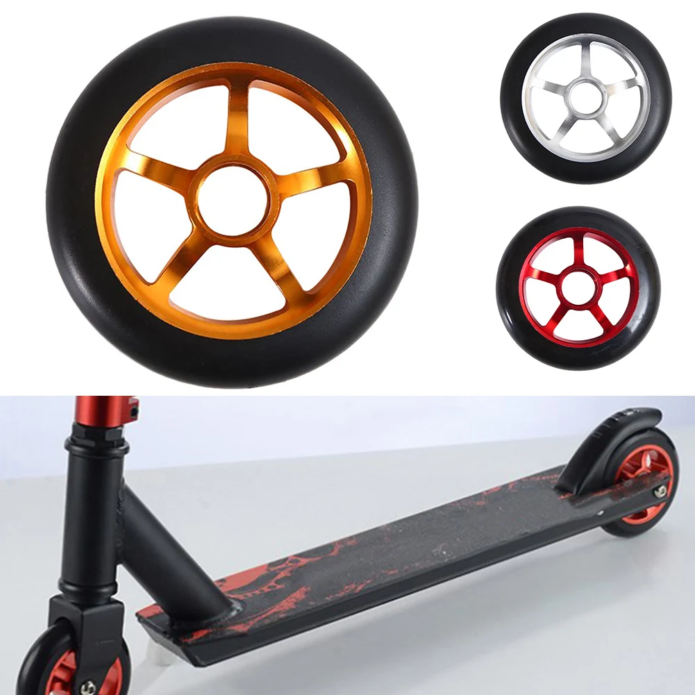 100mm Pro Scooter Wheels With Bearings Aluminum Alloy Wheel Hub High Elasticity Bearings Skates Wheels Kick Scooter