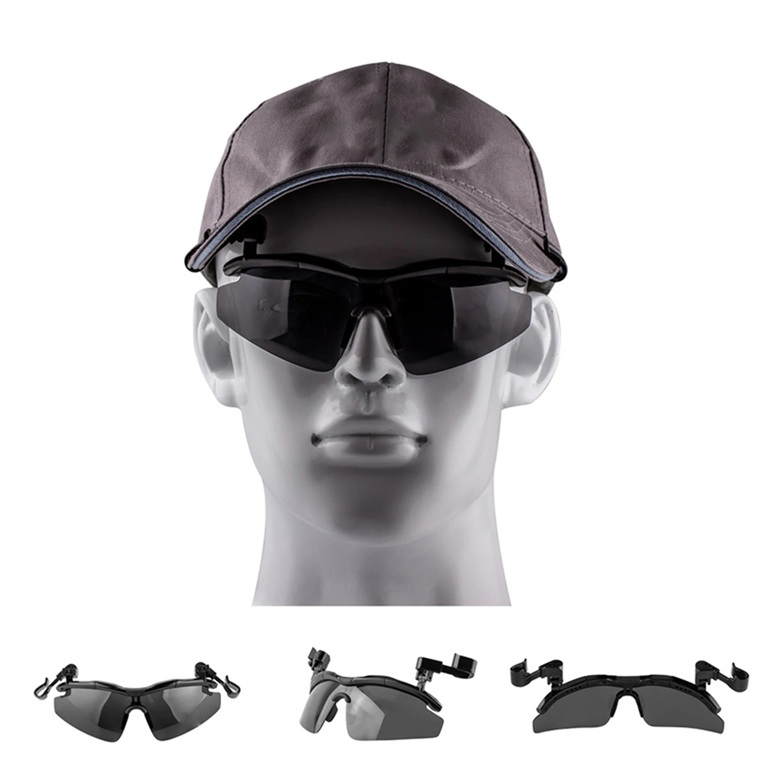 Verstellbare Sonnenbrille mit Hutclip, polarisierte Clip-On-Sonnenbrille für Hutkrempe, UV-beständige, blendfreie Brille zum Angeln im Freien – Detail 1