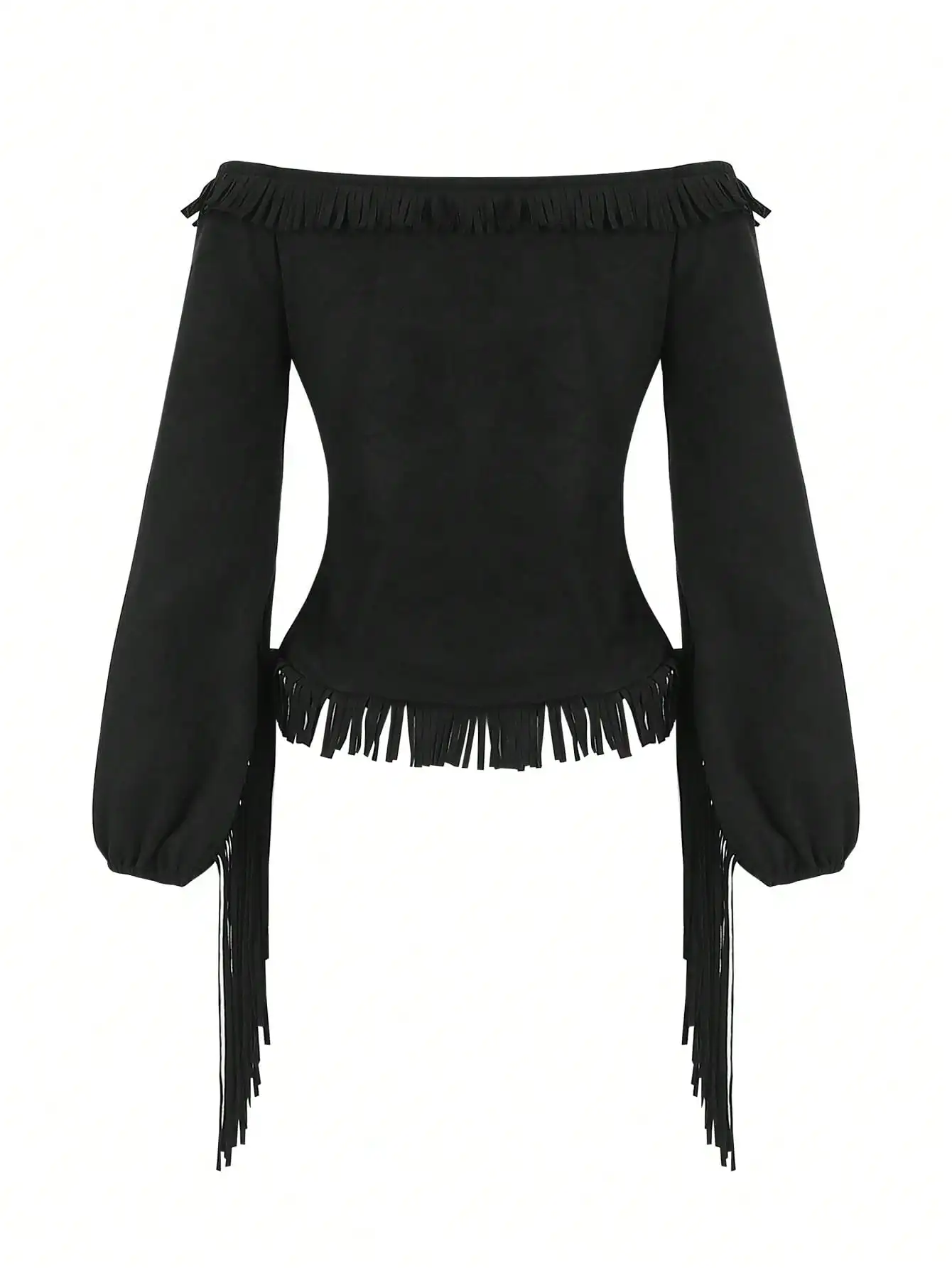 بلوزة BWQ Chic Vintage Western Goth Style مكشوفة الكتفين للنساء مع شرابات لجميع القديسين #3