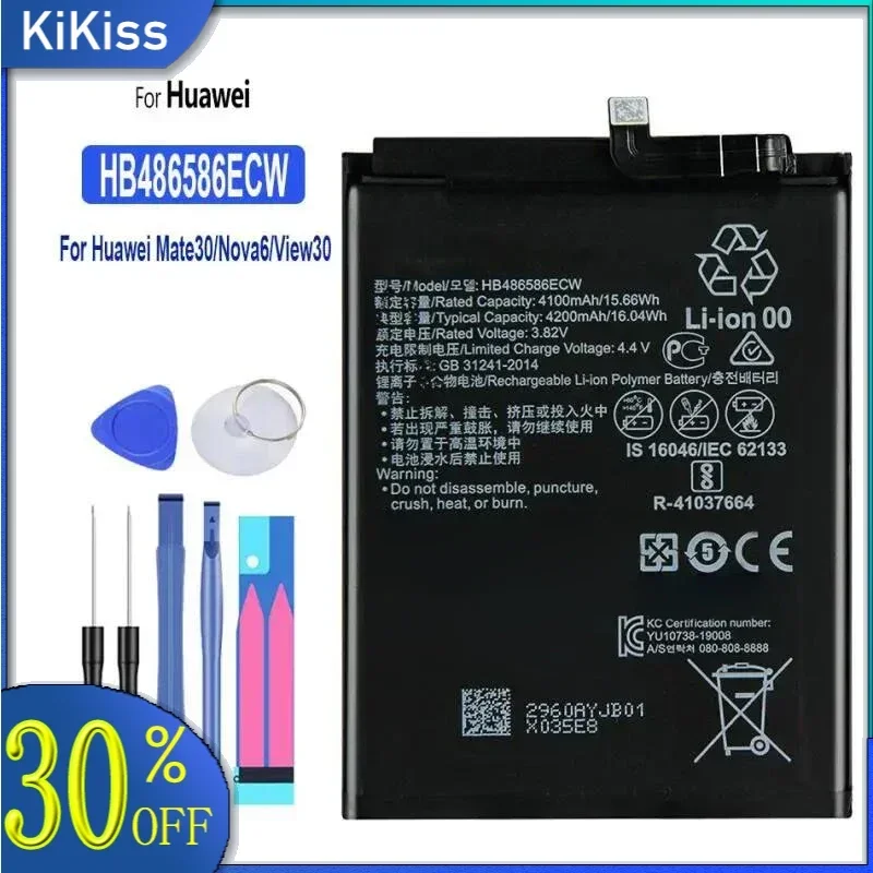 HB486586ECW, 4200mAh, Battery For Huawei Mate 30 Pro,Mate30 Pro, 30Pro, Nova 6, 6SE, Nova6, for Honor VIewor 30M V30M, + Tools