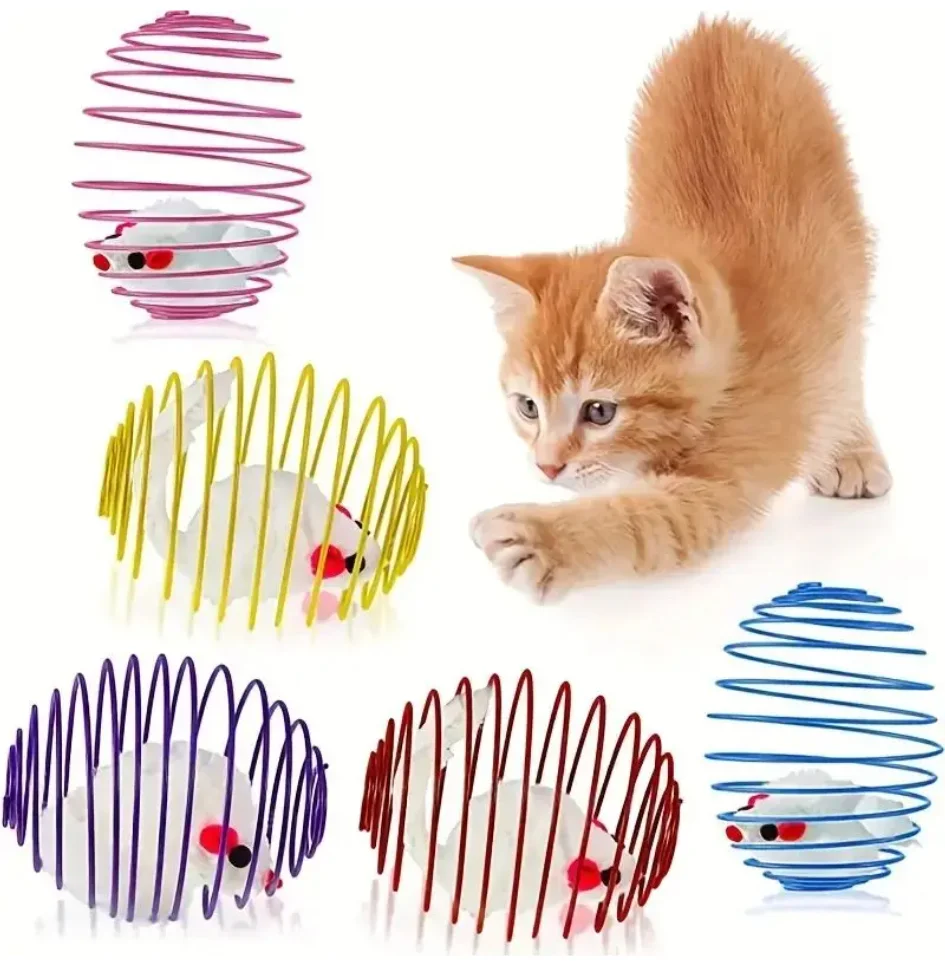 

Cat Toy Balls Funny Stretchable Kitten Springs Toys Interactive Caged Rats Rolling Cat Balls Random Color Cat Accessories Pet