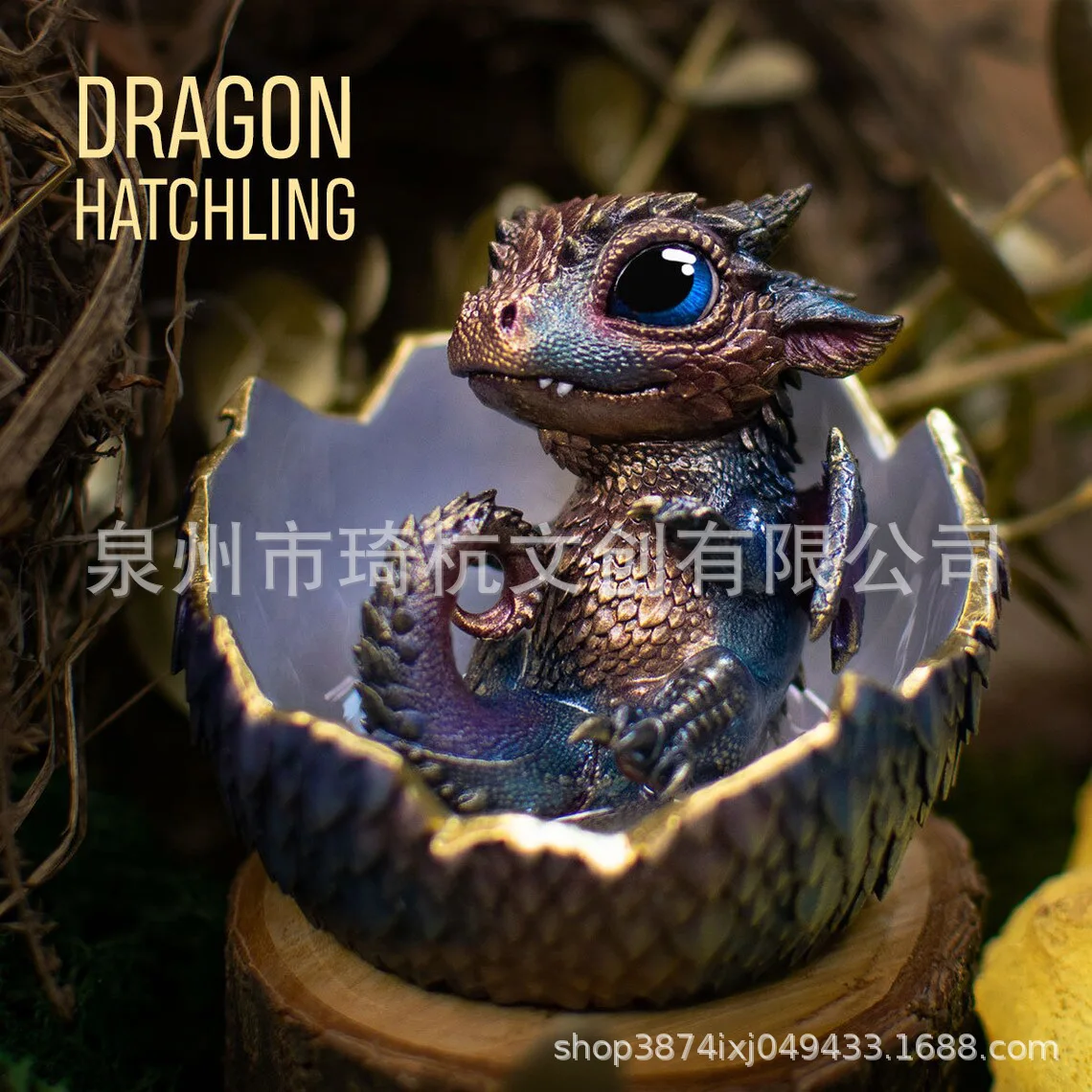 

BJ6 new eggshell newborn dragon dark rainbow baby dragon cute statue ornament