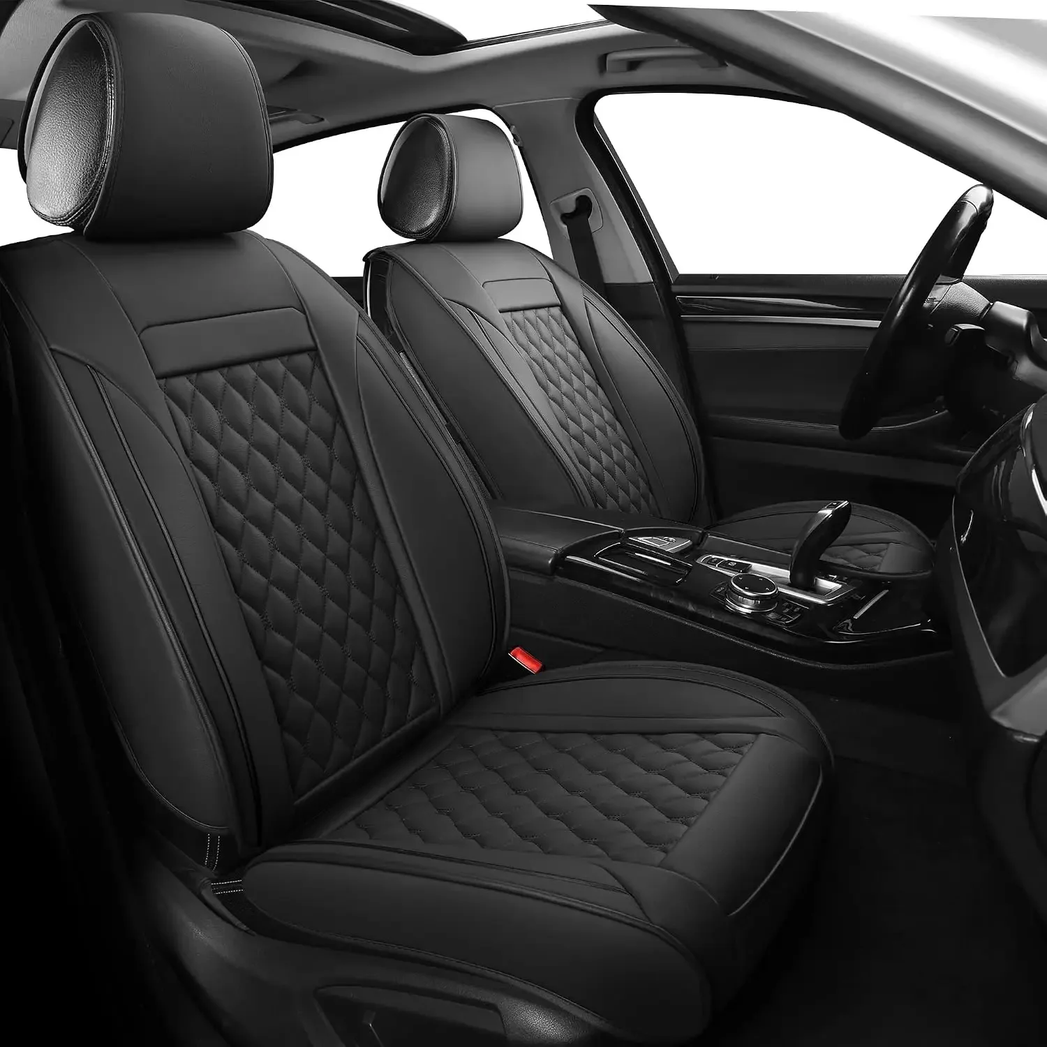 Leather Car Seat Covers Full Set,Universal Fit for Most Cars,SUV,Sedans and Pick-up Trucks,Automotive Vehicle Faux Leather