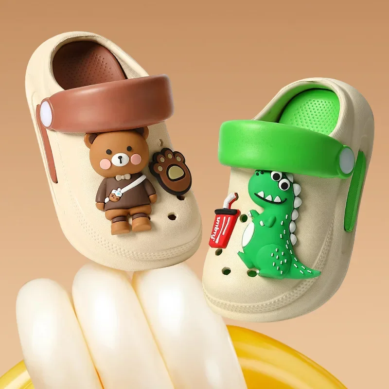 Summer Boys and Girls Indoor and Outdoor Non-slip Slippers Kids Cartoon Cute Dinosaur and Bunny Beach Shoes