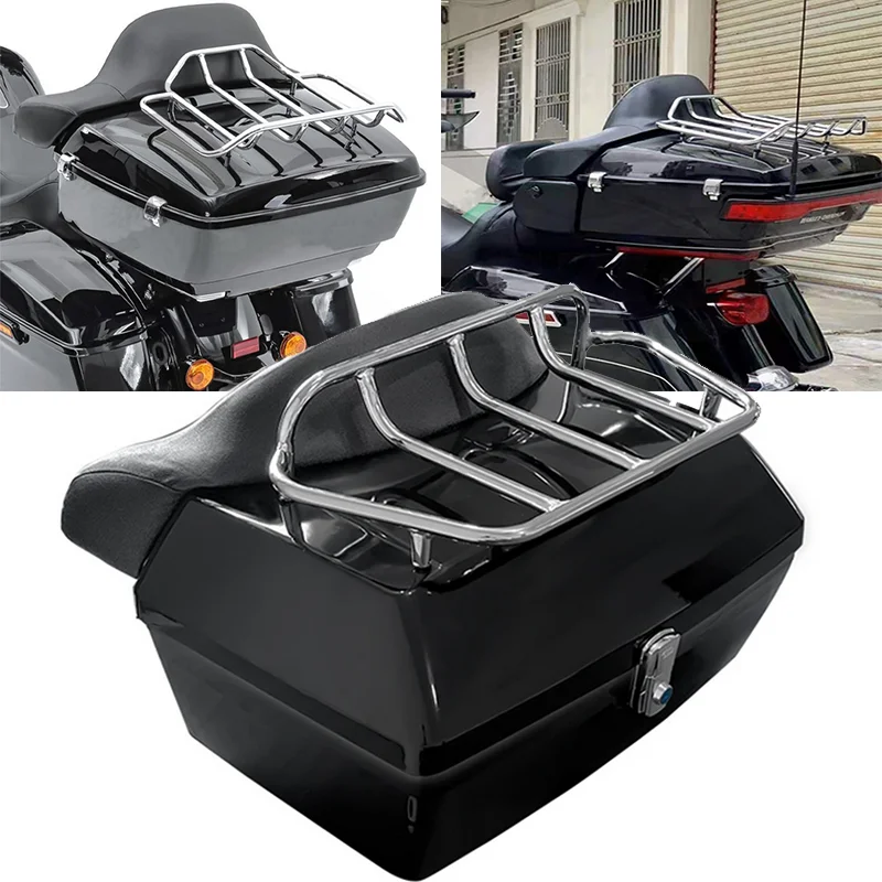 

48L Motorcycle Top Case PP Material Motorbike Tail Box with Reflective Panel Waterproof Motorcycle Top Box with MultiHole Base