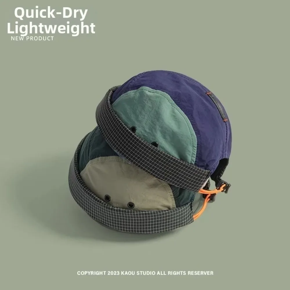 New Quick-drying 5-panel Cap Solid Color Anti-UV Beanies Hat Adjustable Brimless Cap Women