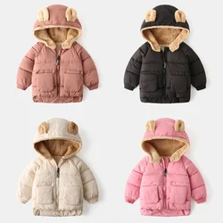 Childrens Cotton Jacket 2024 Korean Childrens Clothing Thickened Jacket Baby Cartoon Plush Girl Top Trend