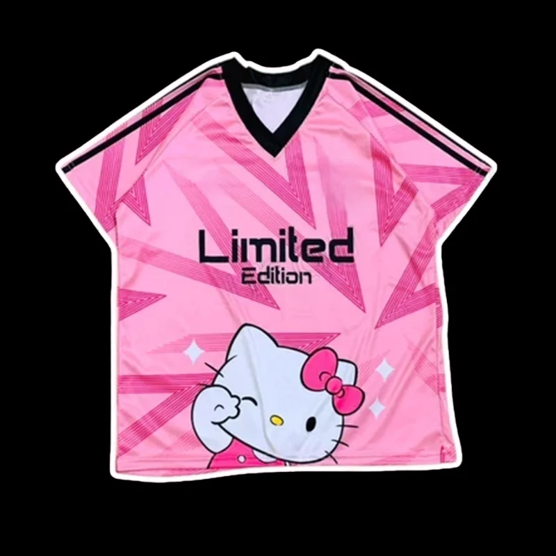 

MOTO-Summer New Retro HelloKitty Printed Women's T-shirt V-neck Short Sleeve