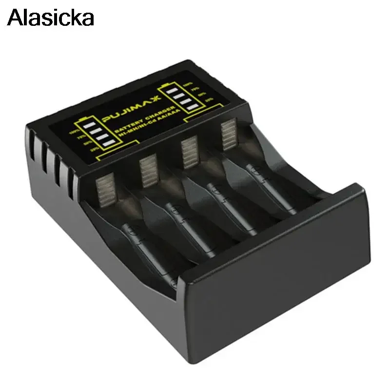 Ni-MH/Ni-Cd Charger with LED Indicator 4 Slot Battery Charger for Short Circuit Protection of AAA/AA Rechargeable Batteries