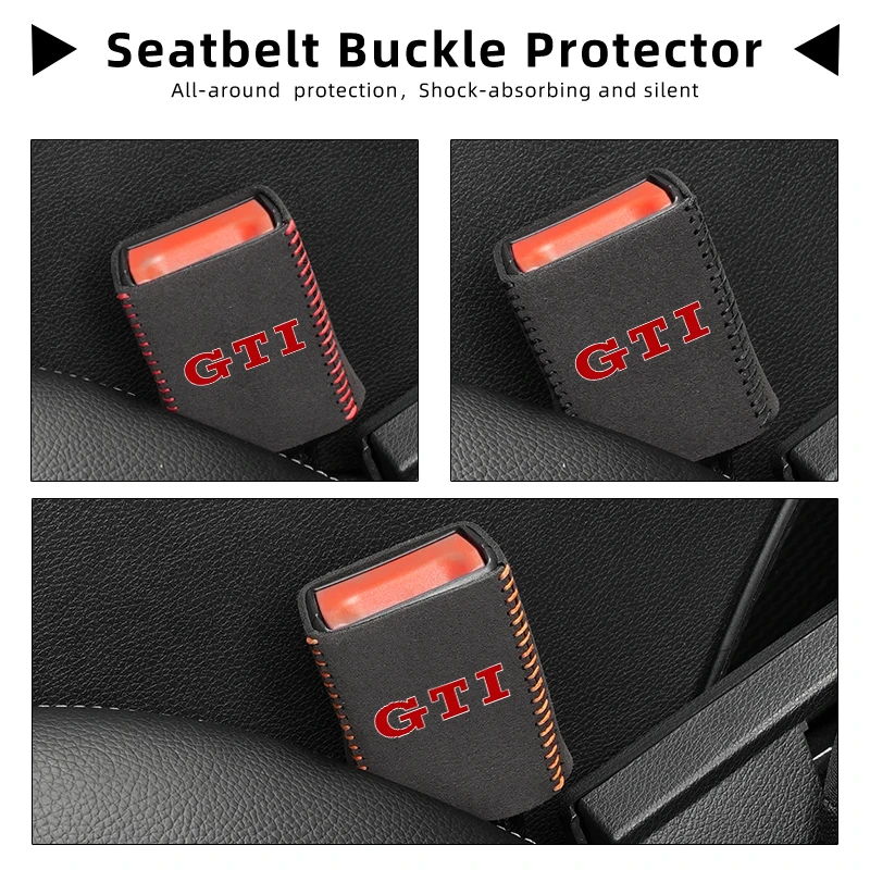 Leather Car Seat Belt Clip Protector Seatbelt Buckle Plug Cover For Volkswagen VW Jetta Golf Beetle EOS GTI MK2 MK4 MK5 MK6 MK7