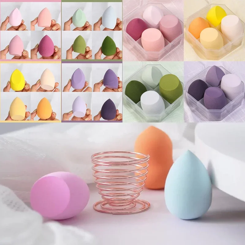 4pcs Makeup Sponge Blender Beauty Egg Cosmetic Puff Foundation Powder Cushion Professional Women Face Care Storage Box Gift Set