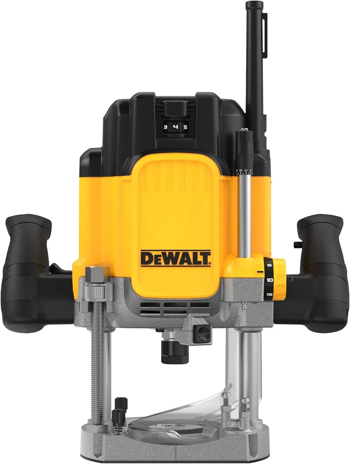 Roteador de mergulho DEWALT 15 AMP, inclui botão de bloqueio do eixo, pinças de 1/4 e 1/2, luz LED embutida, com fio (DWE625)