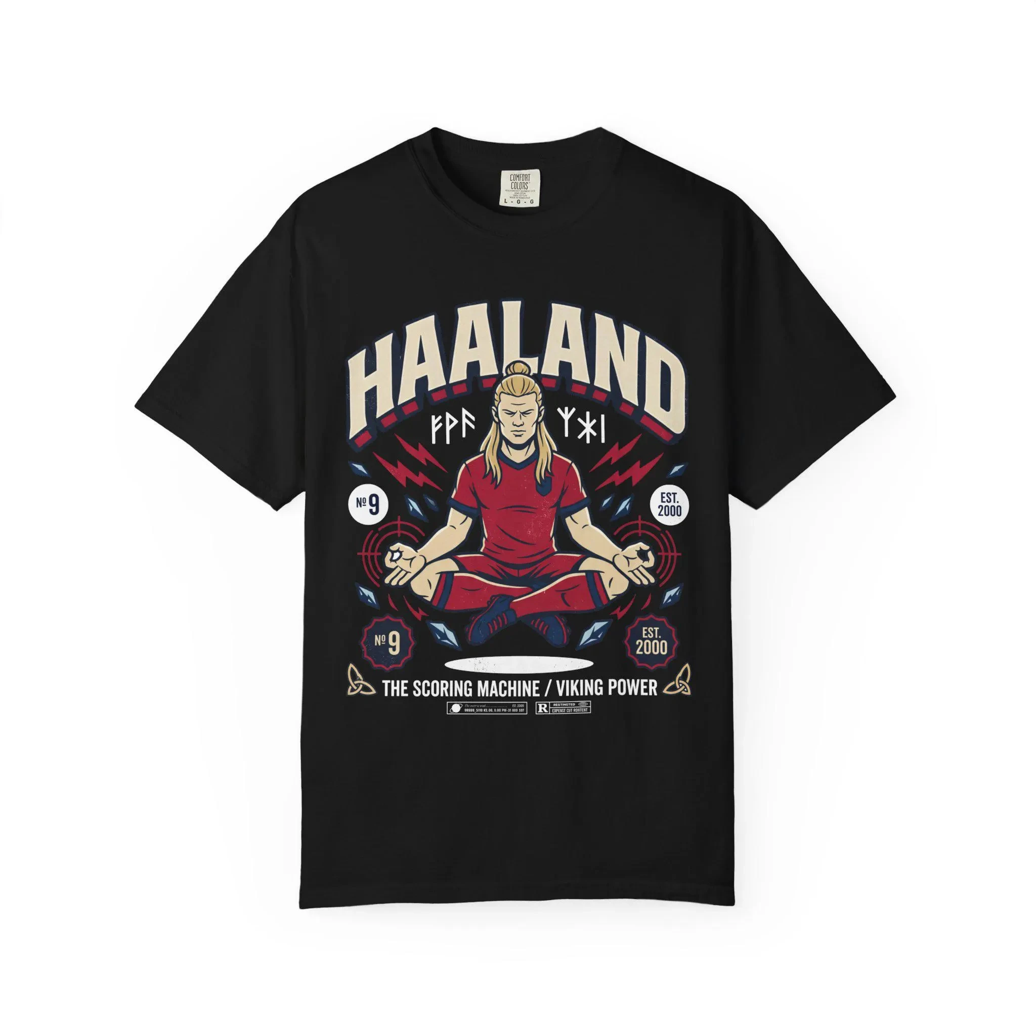 Erling Haaland Norway Football Retro Portrait Printed T-shirt Vintage Washed Viking Goal Machine Streetwear Cotton Unisex Soccer