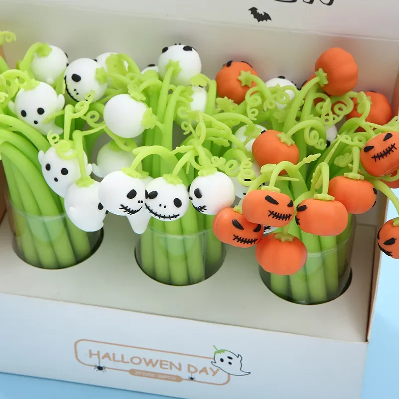ハロウィーンスタイリングステーショナリーペン、カボチャ子供スタイリング学生シリコンローラーボールペン、工場卸売、創造性、36個