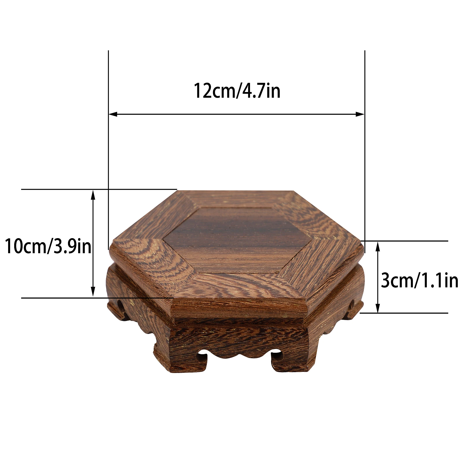 Pflanzenst änder Holz tablett Blumentopf Rack Desktop-Dekor Wenge Sechseck für Garten braun Handwerk Ornament Basis Display Regal