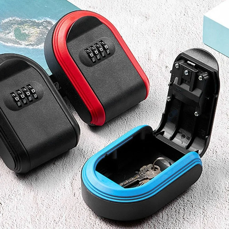 À prova de intempéries exterior chave cofre, segurança armazenamento caso, chave Lock Box, 4 combinação de dígitos, montado na parede