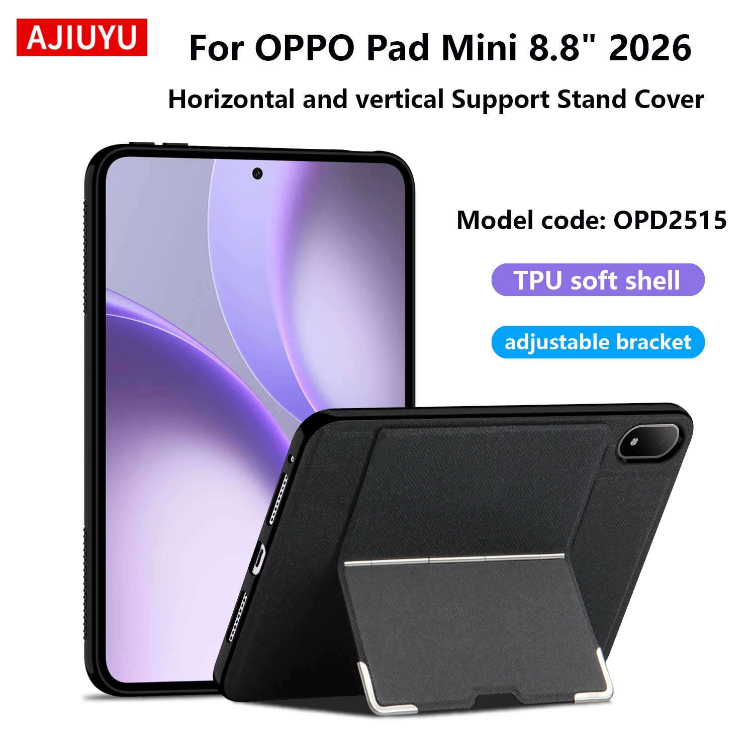 

AJIUYU Case For OPPO Pad Mini 2026 8.8 Inch Tablet Stand Case for OPPO Pad mini 8.8" OPD2515 Back Cover Shell Protective Case