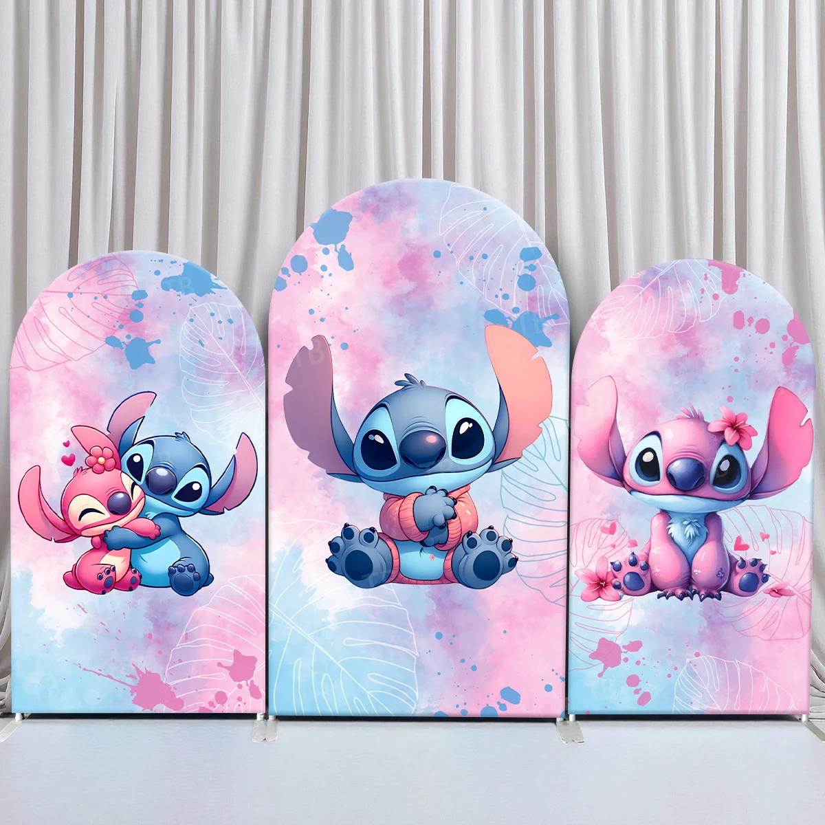 

TB Disney Lilo and Stitch Arch Backdrop Cover for Baby Shower Kids Birthday Party Decor Photo Background Wall Elastic Fabric