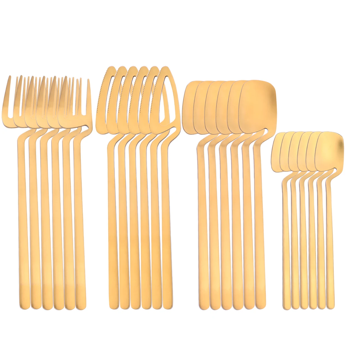 

Zoseil 24Pcs Gold Dinnerware Set Stainless Steel Cutlery Set Kitchen Dinner Matte Tableware Set Knife Fork Spoon Flatware Set