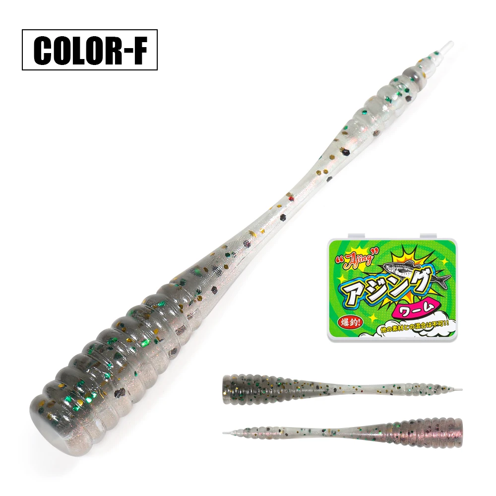 Palissander 48mm TPR Drijvende Micro Aas Naald Staart Ajing Zachte Worm Vissen Lokken Swimbaits Jig Rockfish Drop Shot Oceaan Zee 20 stuks