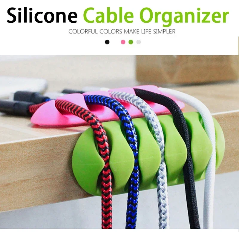【Fast Ship】Silicone Cable Management Cable Organizer Wire Cord Organizer Cable Winder Tidy Desktop Fixer Cilp Holder