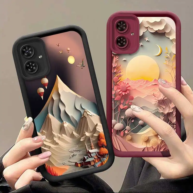 G54Power Paper-carved Scenery Sky Eye Ladder Phone Case For Motorola Moto G54Power Cover