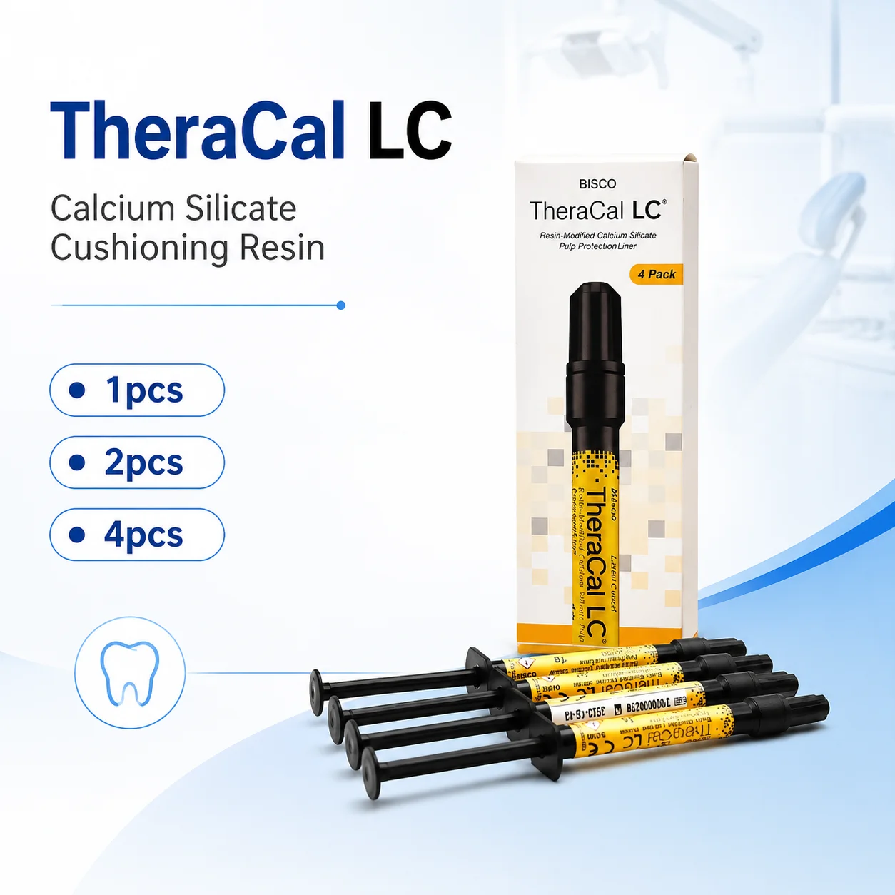 Dental TheraCal LC Light-Curing Calcium Silicate Liner, Pulp Protection Material, Available in 1/2/4 Pack