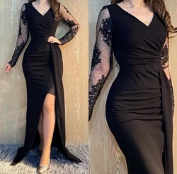 Other Shore Elegant Vintage Sexy Black Lace Beading Pearls Applique Customize Formal Occasion Prom Dress Evening Party Gowns